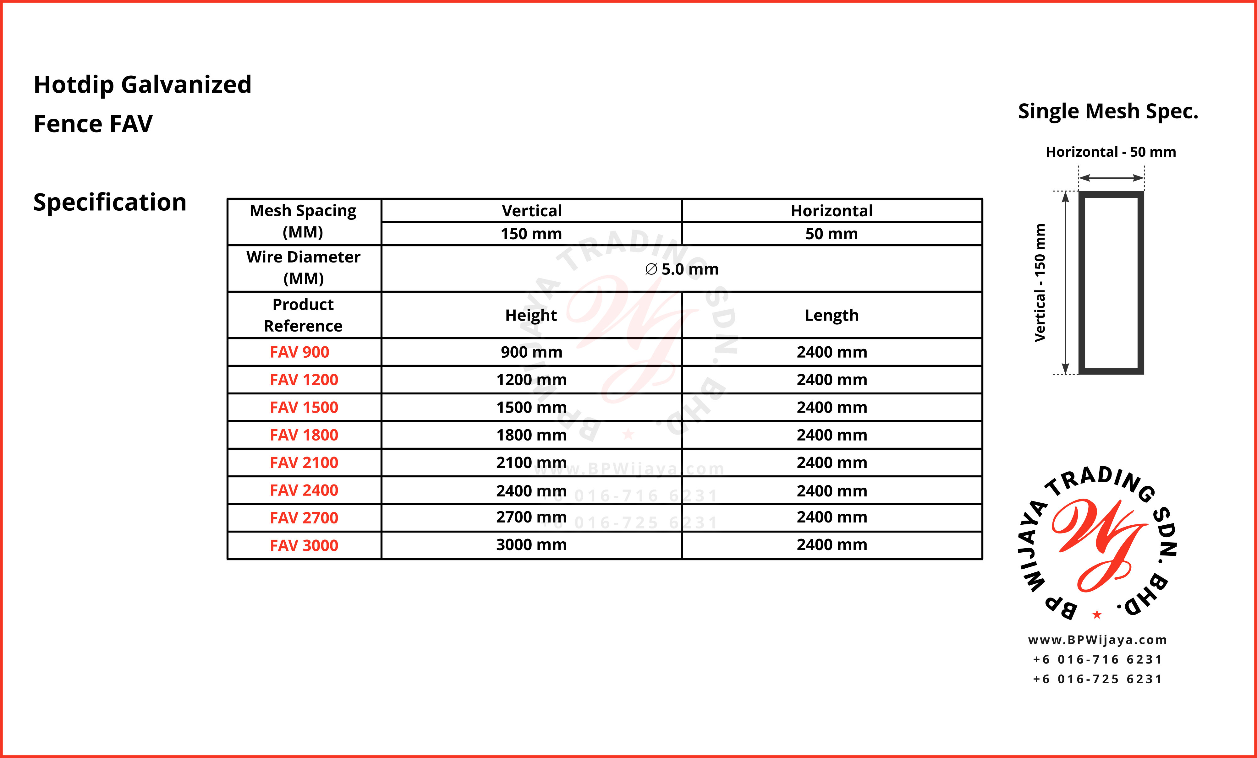 BP Wijaya Trading Sdn Bhd Malaysia Johor Batu Pahat manufacturer of safety fences building materials Hotdip Galvanized Fence Shape V Mesh Wire Fence FAV V Shape Fence BRC A01