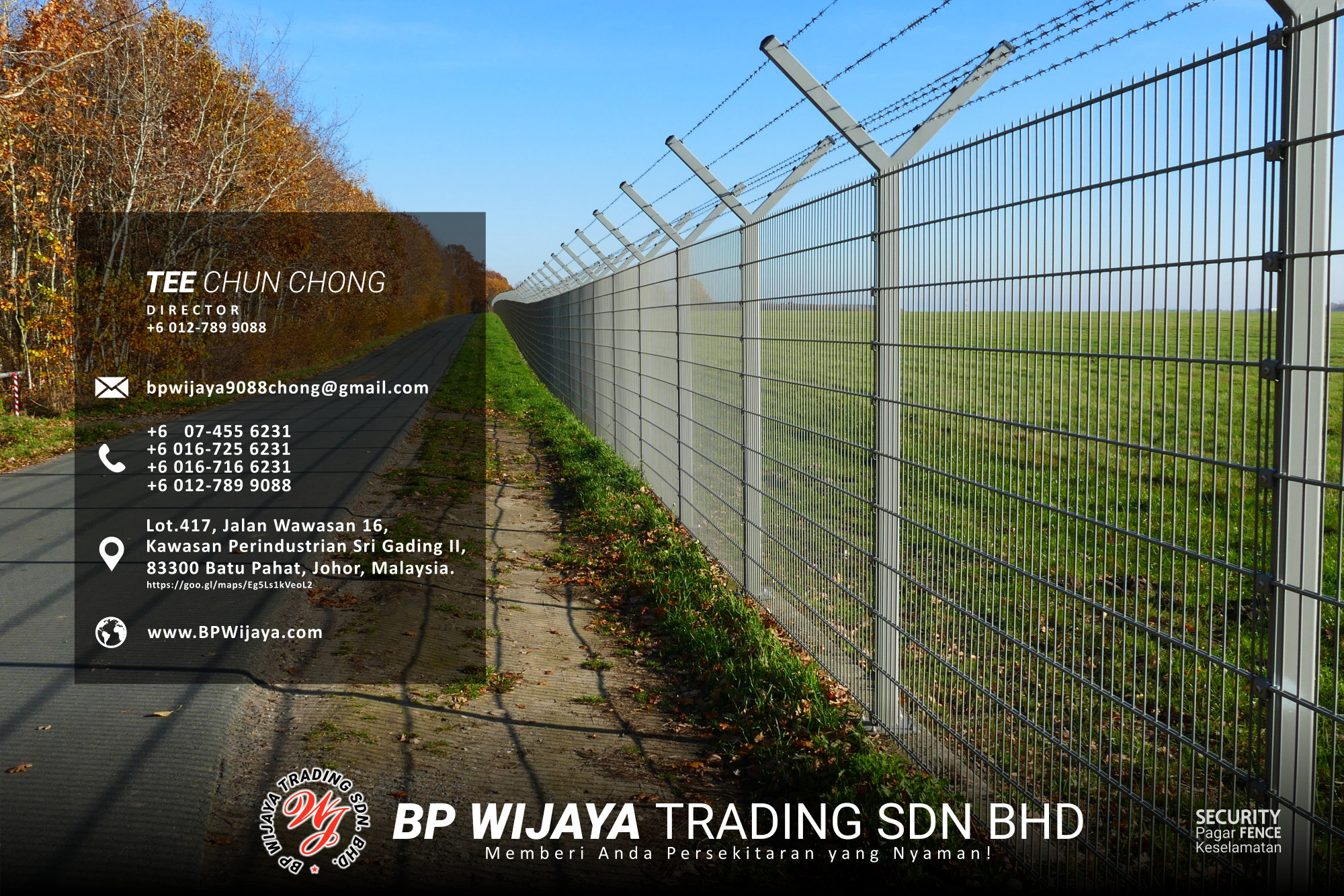 Pembekal Kuala Lumpur Pagar Keselamatan kami merupakan pengilang pagar keselamatan BP Wijaya Trading Sdn Bhd Pagar Taman Pagar Bangunan Pagar Kilang Pagar Rumah Pemborong Pagar Keselamatan A03-002