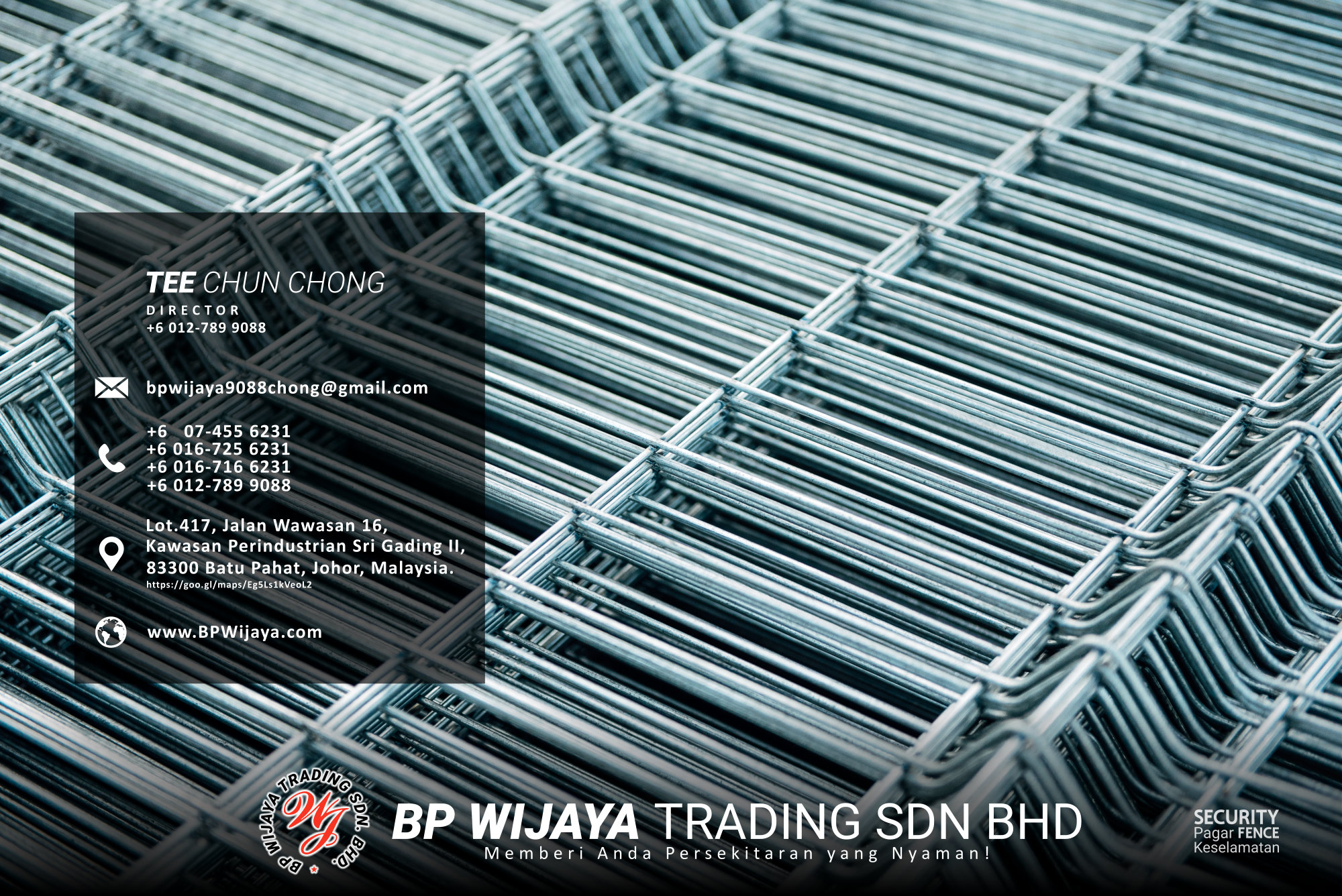 Pembekal Kuala Lumpur Pagar Keselamatan kami merupakan pengilang pagar keselamatan BP Wijaya Trading Sdn Bhd Pagar Taman Pagar Bangunan Pagar Kilang Pagar Rumah Pemborong Pagar Keselamatan A03-013