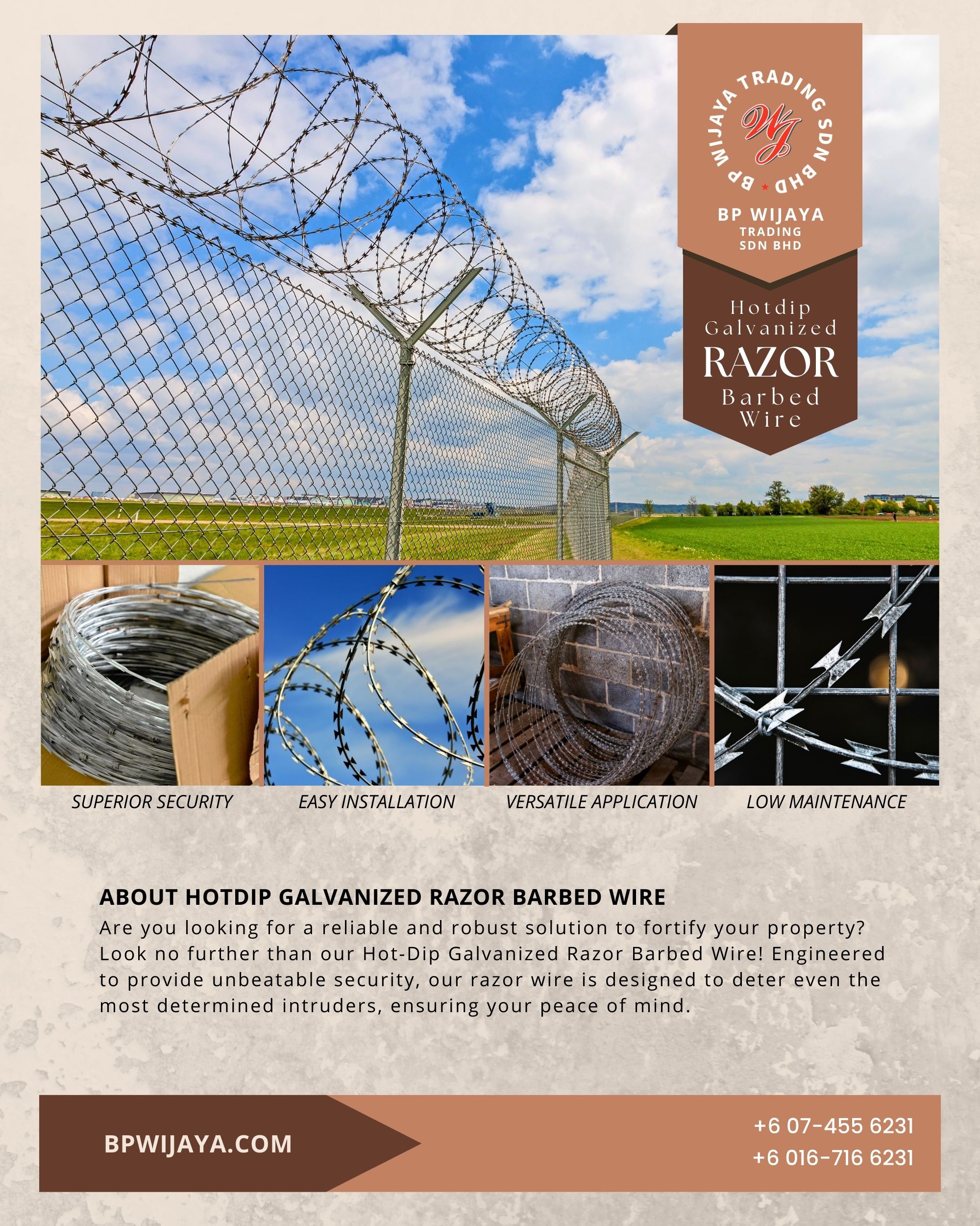 Hotdip Galvanized Razor Barbed Wire BP WIJAYA TRADING SDN BHD BRC Mesh Manufacturer Malaysia We Are A Malaysia Manufacturer of BRC Mesh