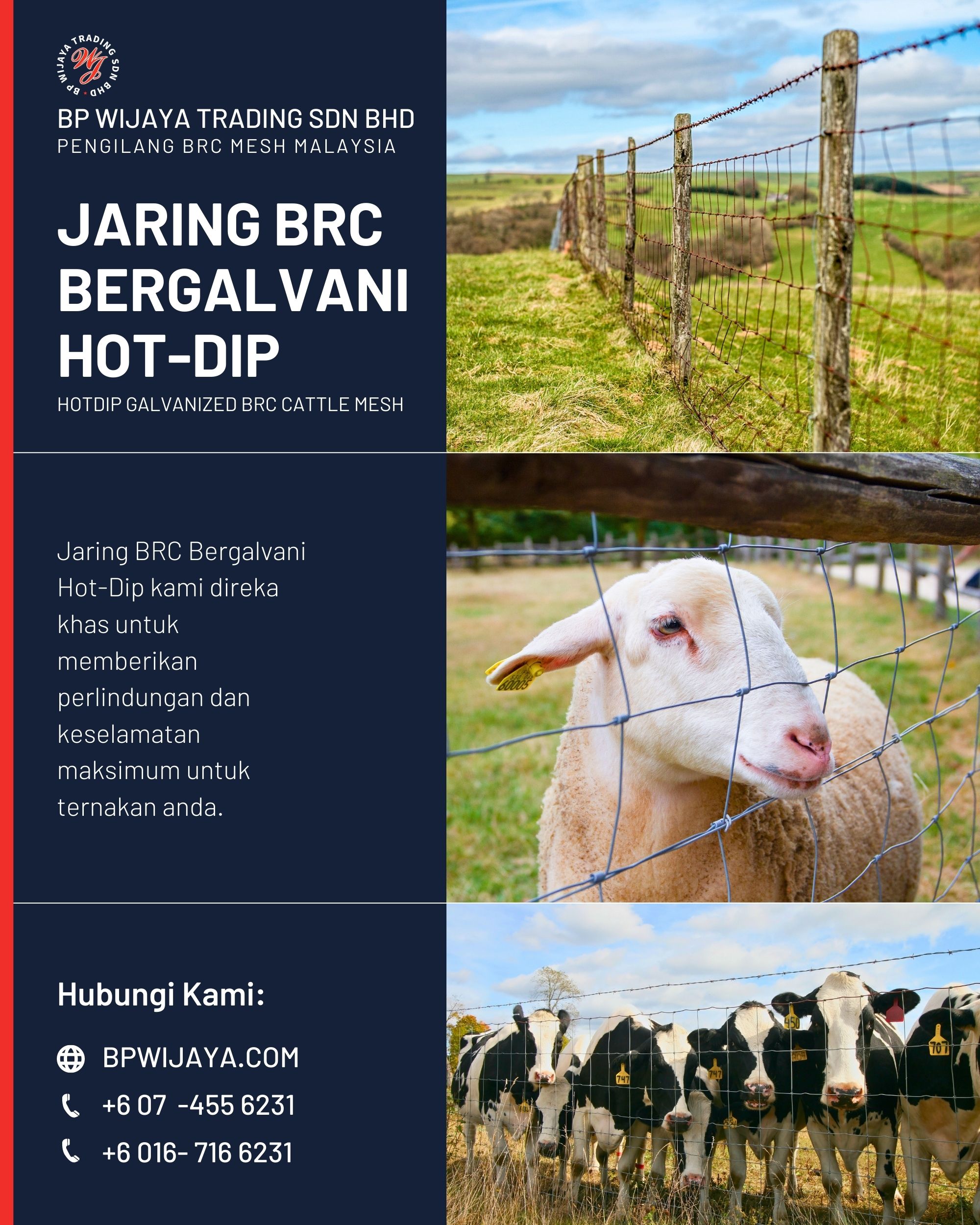 Jaring BRC Bergalvani Hot-Dip Hotdip Galvanized BRC Cattle Mesh BP WIJAYA TRADING SDN BHD BRC MESH Manufacturer Malaysia