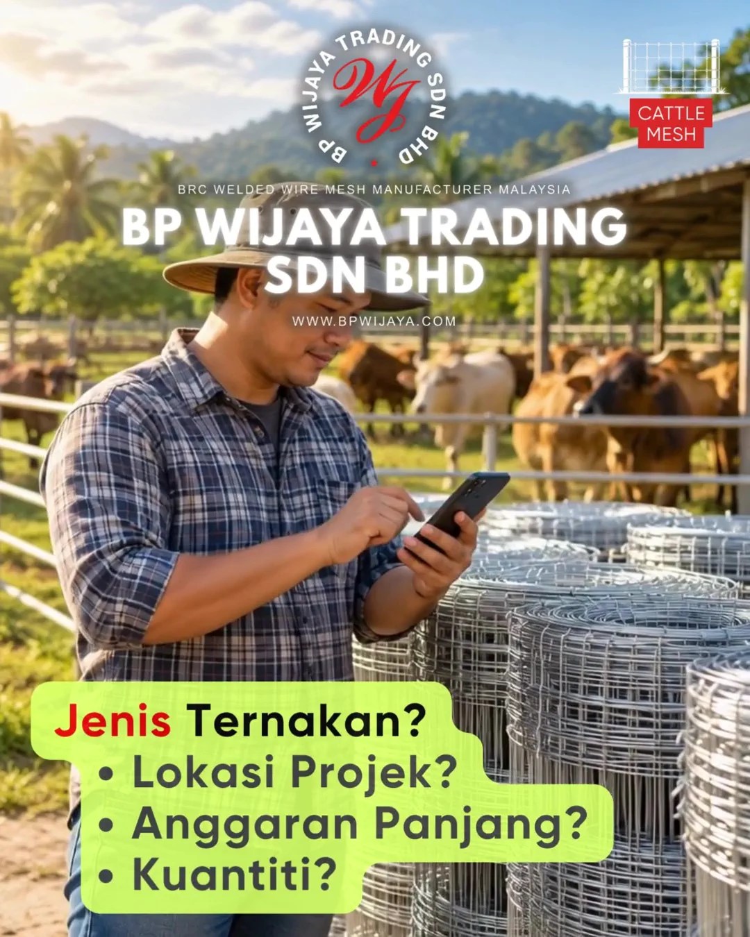 Cara Memilih Cattle Mesh untuk Ladang Ternakan di Johor - Cattle Mesh Malaysia - BP Wijaya Trading Sdn Bhd B14